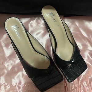 Square toe sandal heels